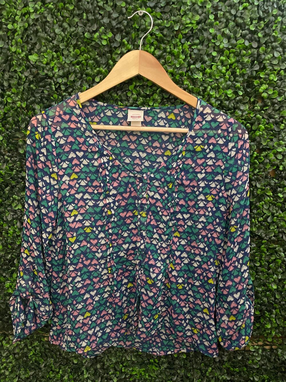 Mossimo, lightweight Blouse, hearts, Size S